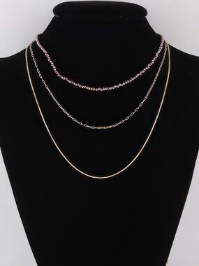 Multi Stone N Link Chain Necklace